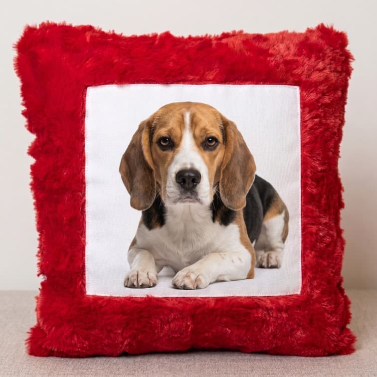 Custom Photo Print Pillow | Red Faux-Fur Photo Pillow image 4