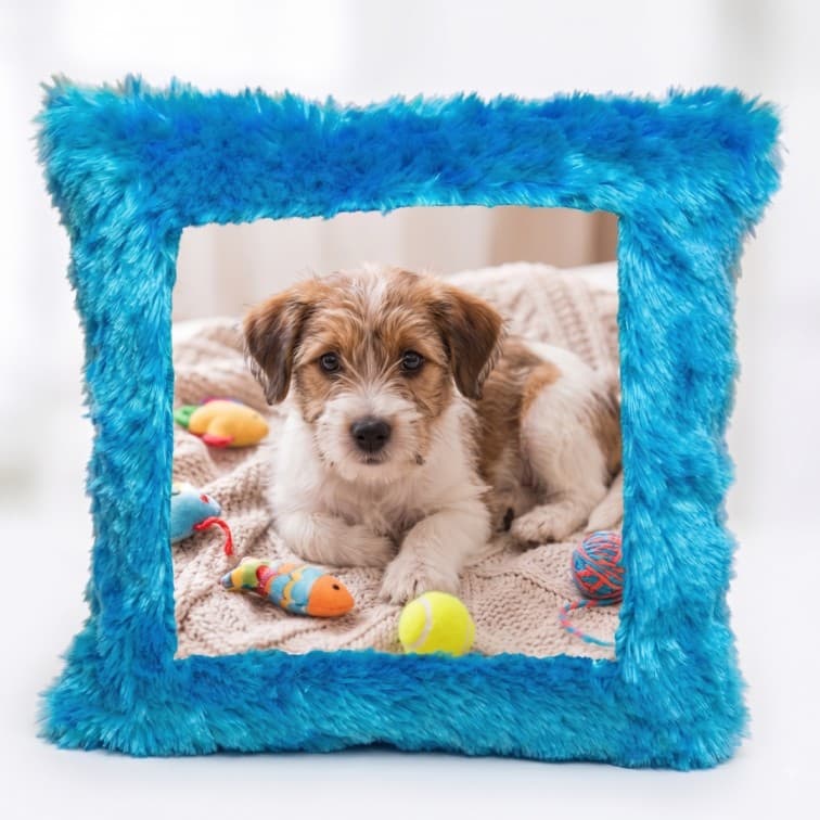 Custom Photo Print Pillow | Blue Faux-Fur Photo Pillow image 5
