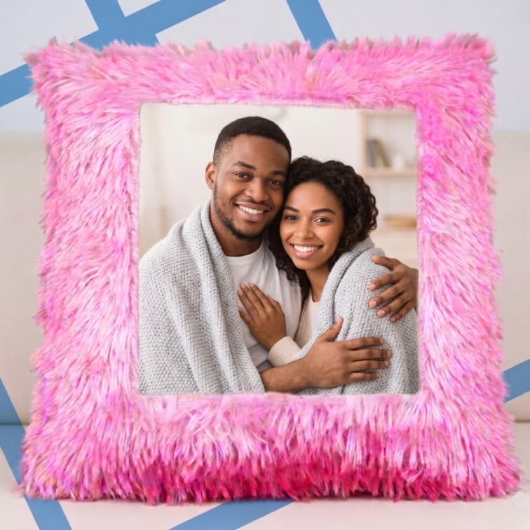 Custom Photo Print Pillow | Pink Faux-Fur Photo Pillow image 2
