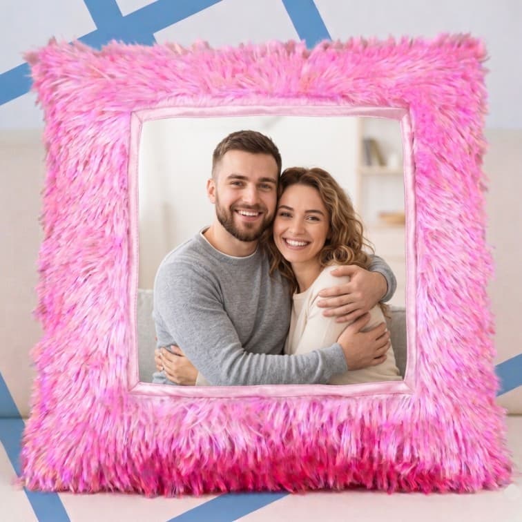 Custom Photo Print Pillow | Pink Faux-Fur Photo Pillow image 5