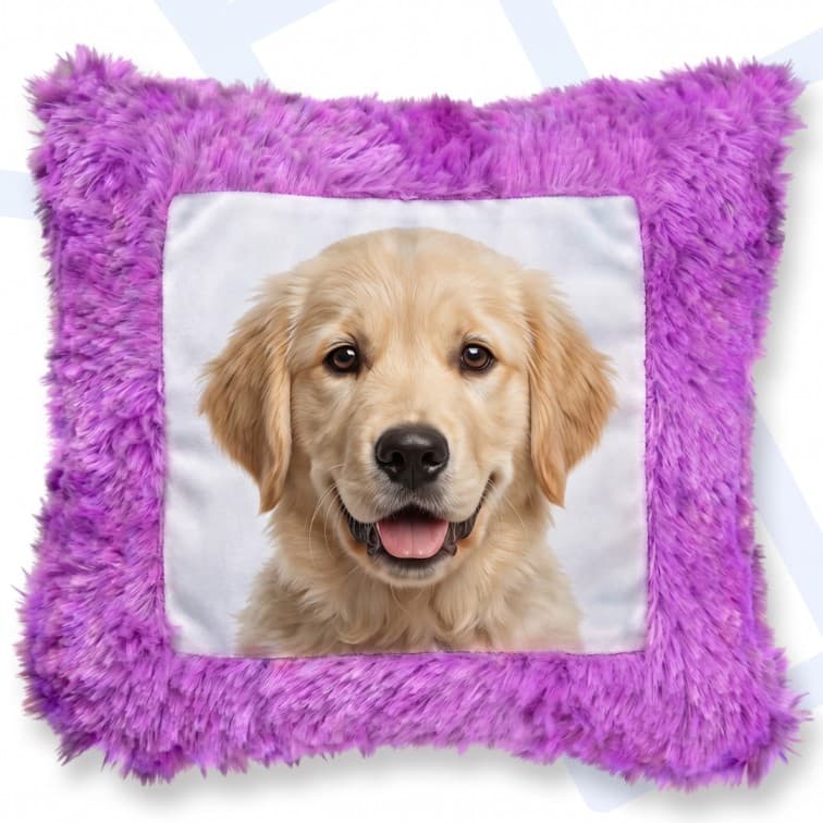 Custom Photo Print Pillow | Purple Faux-Fur Photo Pillow image 4
