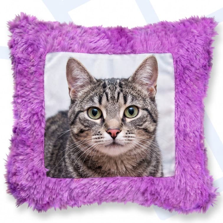 Custom Photo Print Pillow | Purple Faux-Fur Photo Pillow