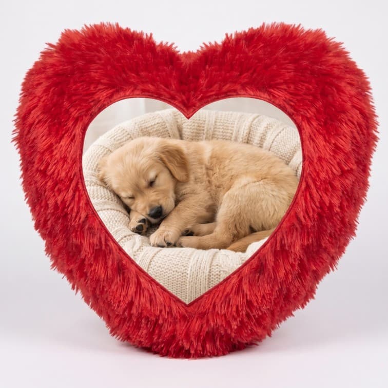Custom Photo Print Pillow | Red Faux-Fur Photo Pillow image 2