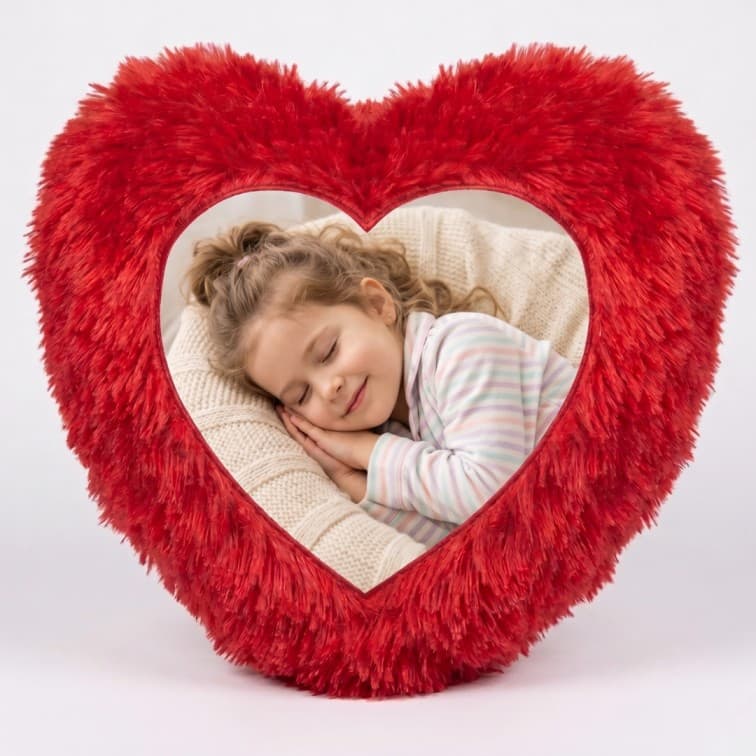 Custom Photo Print Pillow | Red Faux-Fur Photo Pillow image 5