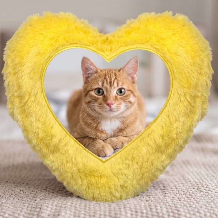 Custom Photo Print Pillow | Yellow Faux-Fur Photo Pillow image 5