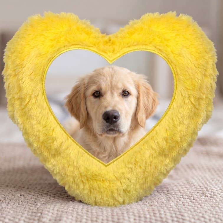 Custom Photo Print Pillow | Yellow Faux-Fur Photo Pillow image 4