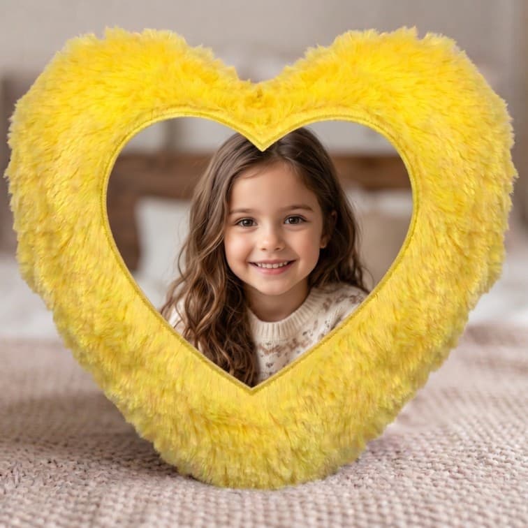 Custom Photo Print Pillow | Yellow Faux-Fur Photo Pillow image 2