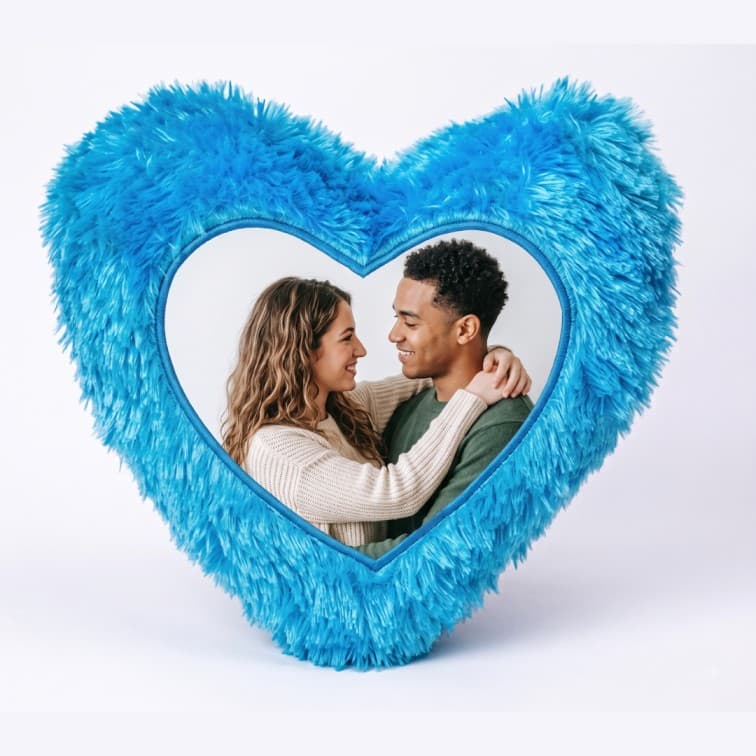 Custom Photo Print Pillow | Blue Faux-Fur Photo Pillow image 5