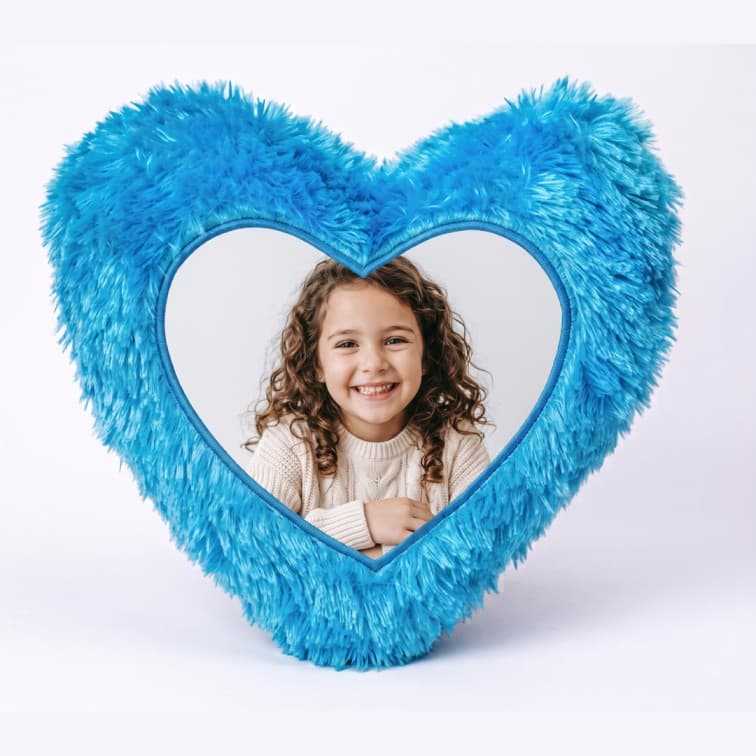 Custom Photo Print Pillow | Blue Faux-Fur Photo Pillow image 4
