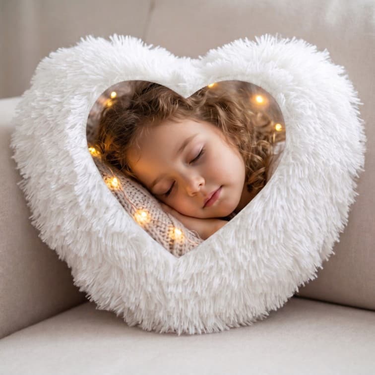Custom Photo Print Pillow | White Faux-Fur Photo Pillow image 4