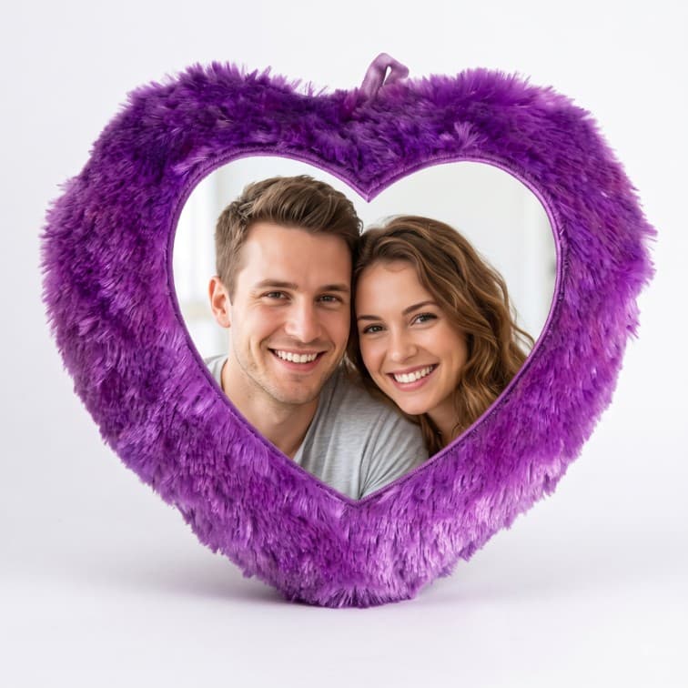 Custom Photo Print Pillow | Purple Faux-Fur Photo Pillow image 5