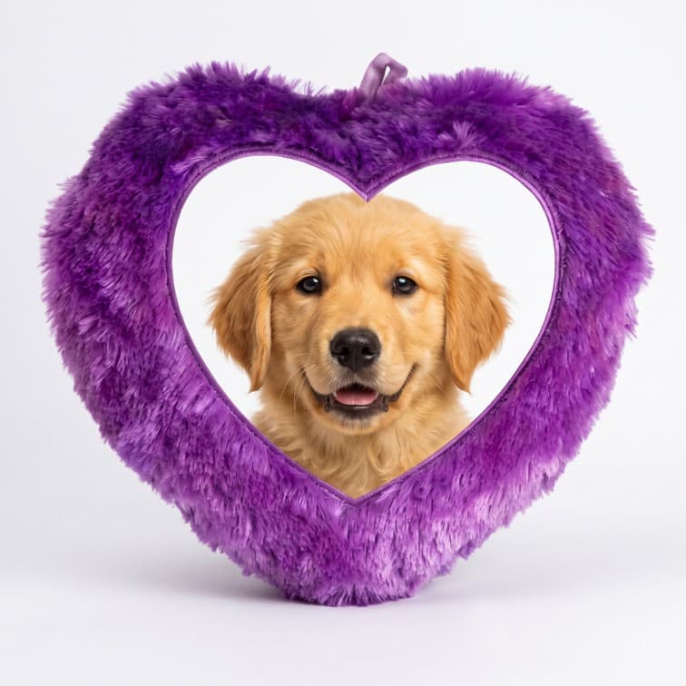 Custom Photo Print Pillow | Purple Faux-Fur Photo Pillow image 3