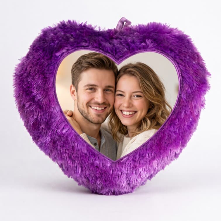 Custom Photo Print Pillow | Purple Faux-Fur Photo Pillow