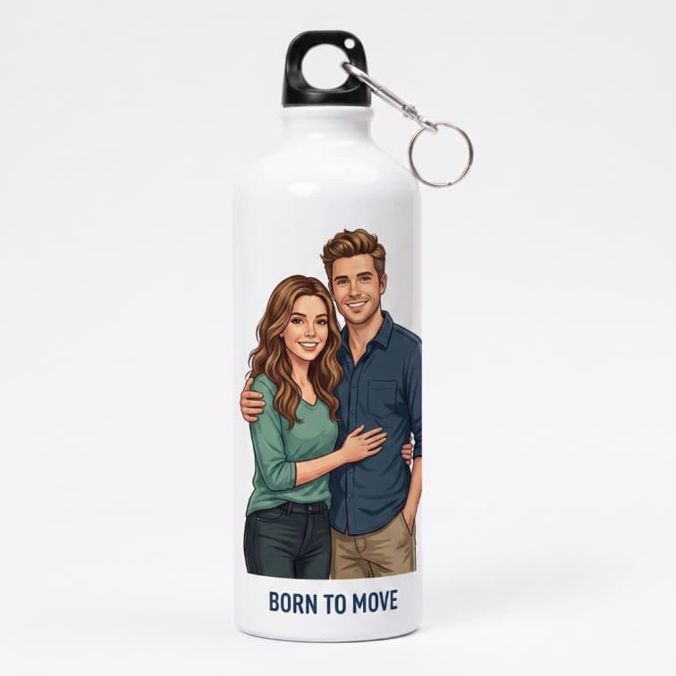 Custom Printed White Sipper Bottle (750 ML) with Carabiner Clip