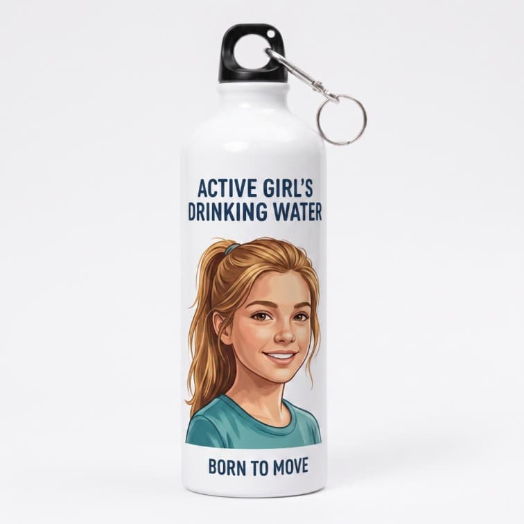 Custom Printed White Sipper Bottle (600 ML) with Carabiner Clip
