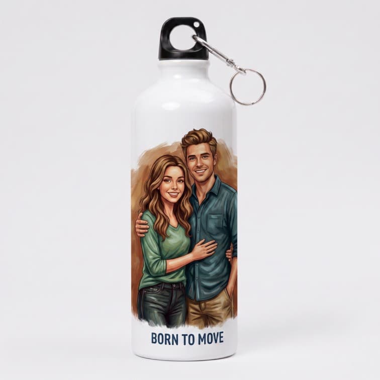 Custom Printed White Sipper Bottle (750 ML) with Carabiner Clip image 3