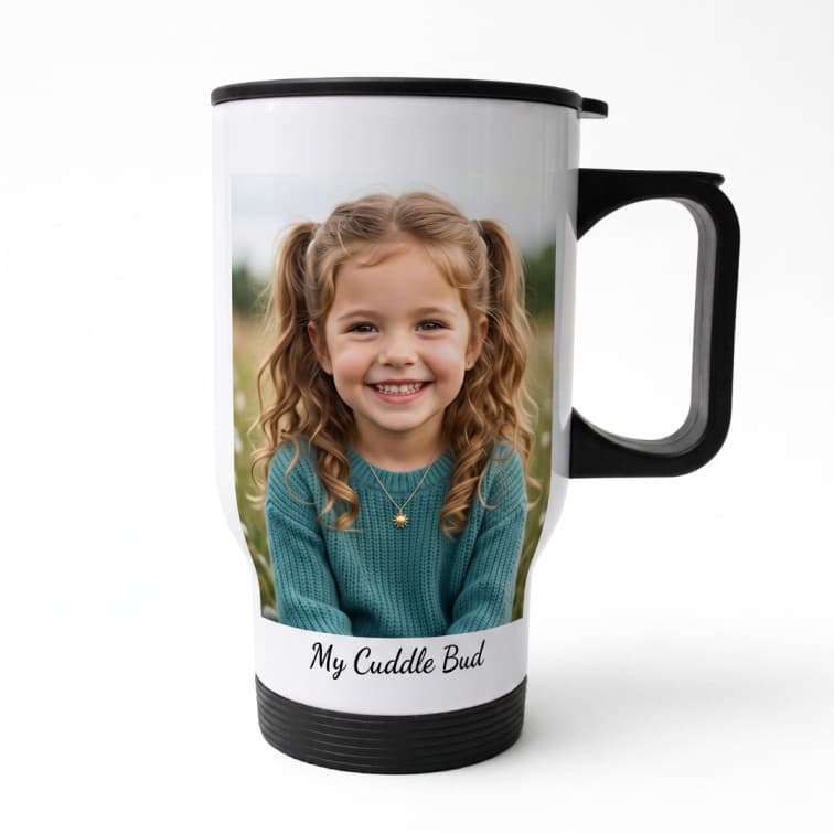 Custom Picture Travel Coffee Mug with Handle & Lid