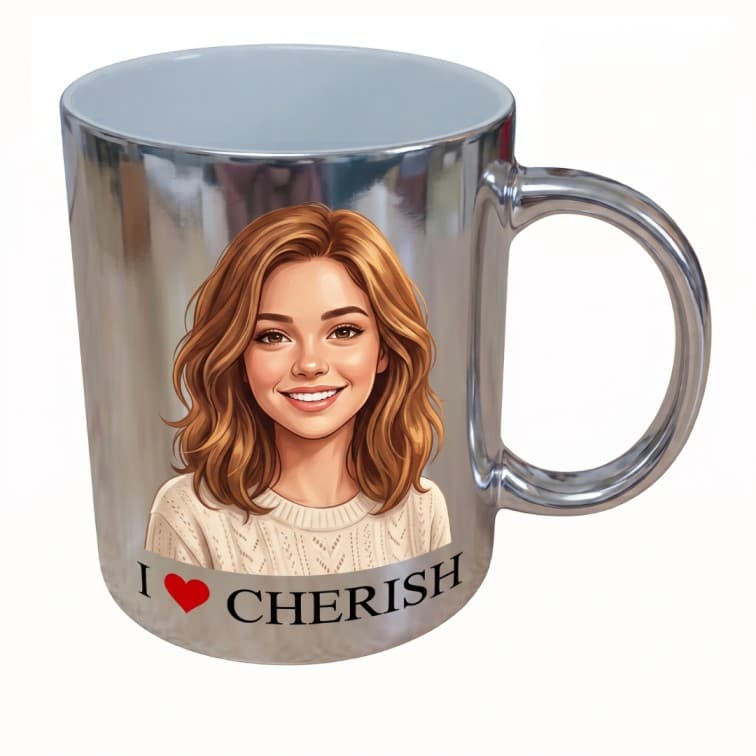 Custom Metallic Silver Mug – Personalized Design