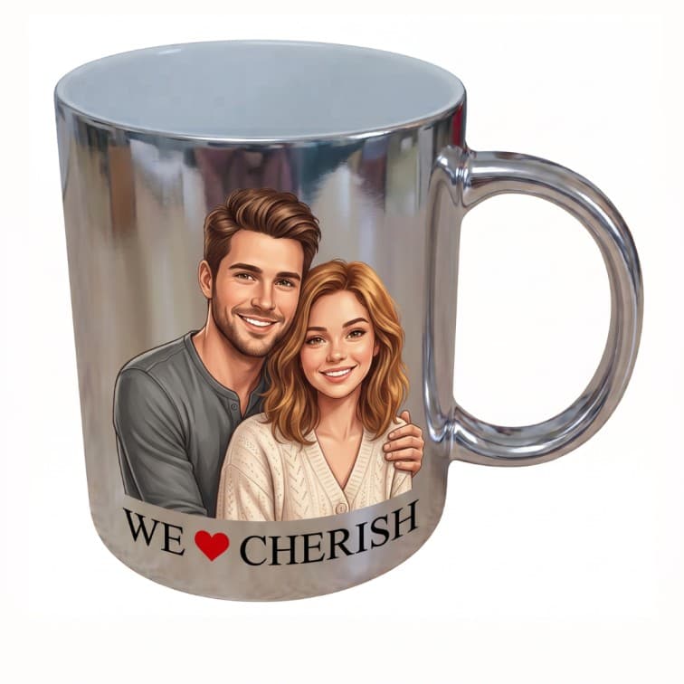 Custom Metallic Silver Mug – Personalized Design image 4