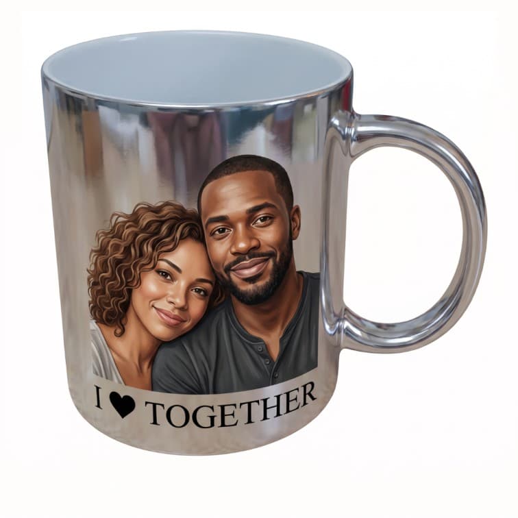 Custom Metallic Silver Mug – Personalized Design image 3