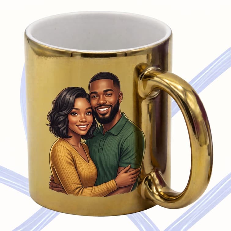 Custom Metallic Gold Mug – Personalized Design image 3