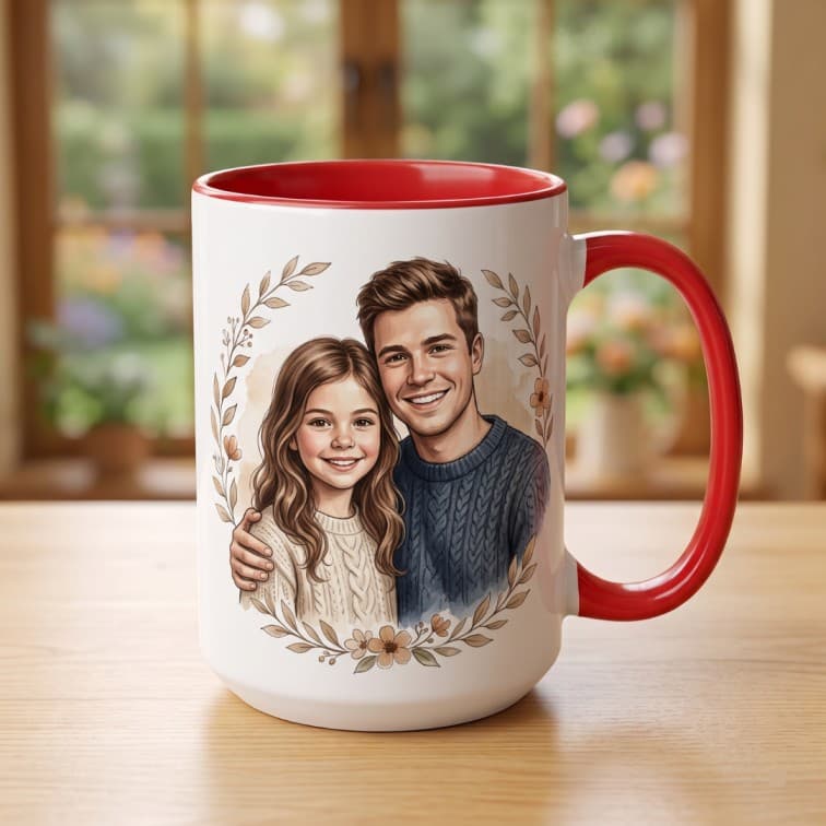 Custom Inner Color Magic Mug – Personalized Red-Trimmed Coffee Cup image 2