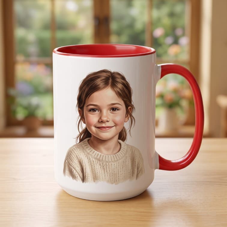 Custom Inner Color Magic Mug – Personalized Red-Trimmed Coffee Cup
