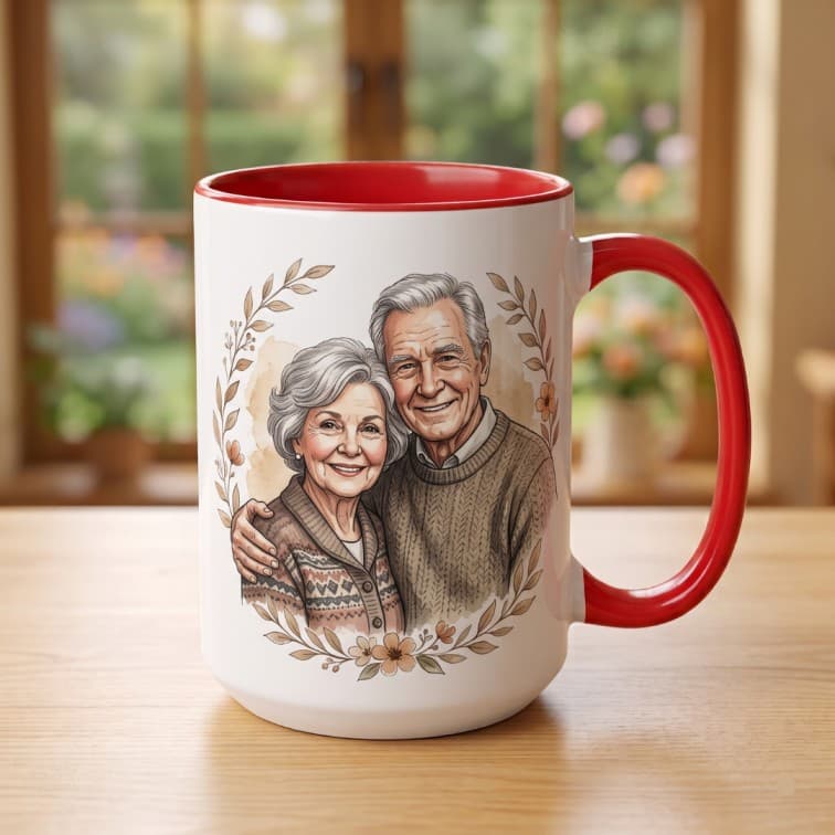 Custom Inner Color Magic Mug – Personalized Red-Trimmed Coffee Cup image 3