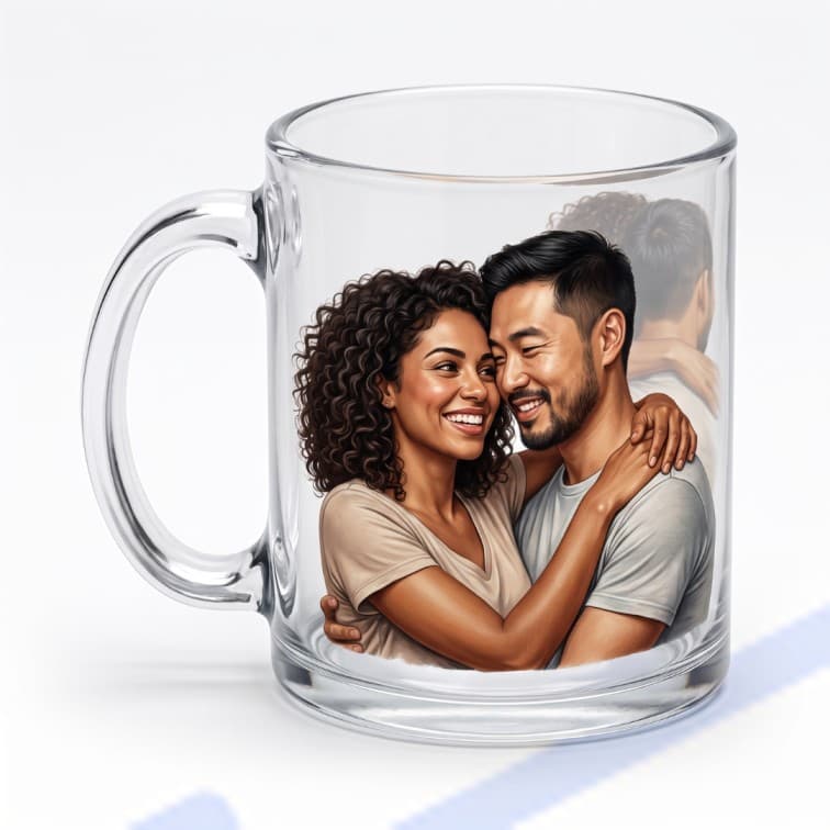 Personalized Glass Photo Mug – Custom Printed Coffee Cup image 3