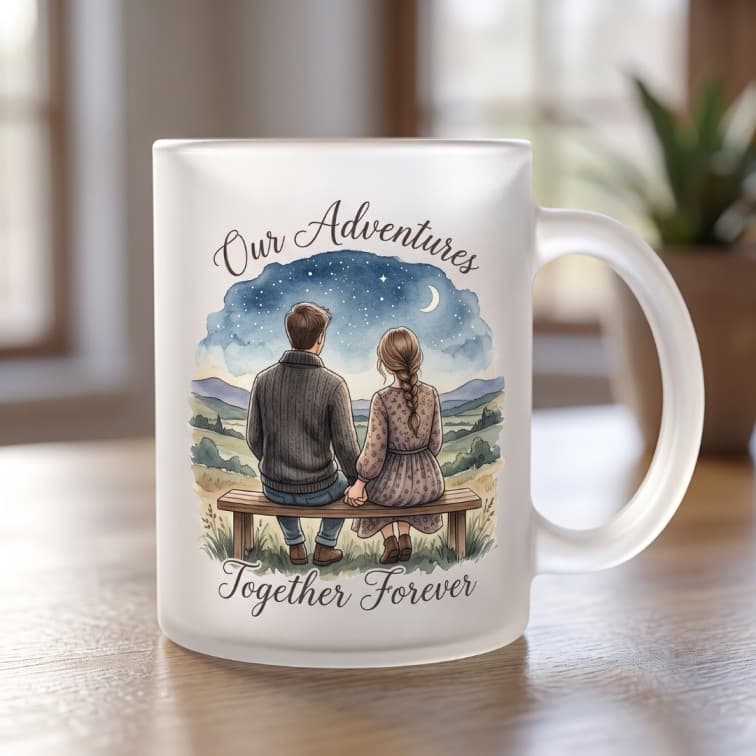 Personalized Glass Frosted Photo Mug – Custom Printed Coffee Cup