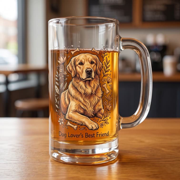 Custom Engraved Glass Beer Mug with Personalized Artwork image 3