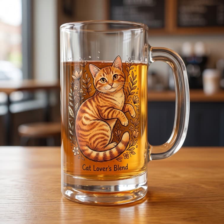 Custom Engraved Glass Beer Mug with Personalized Artwork image 2