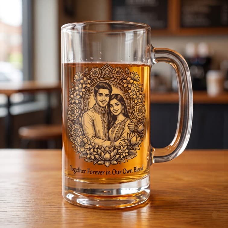 Custom Engraved Glass Beer Mug with Personalized Artwork image 4