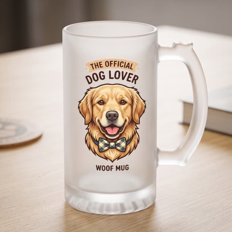 Custom Frosted Glass Beer Mug with Personalized Artwork image 2
