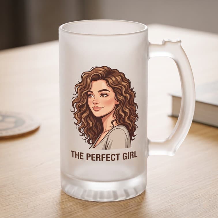 Custom Frosted Glass Beer Mug with Personalized Artwork