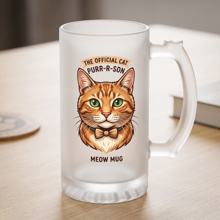 Custom Frosted Glass Beer Mug with Personalized Artwork image 4