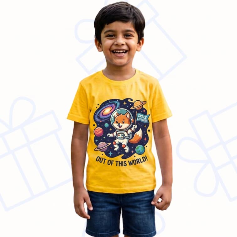 Kids Premium Yellow Personalized Custom Cotton T-Shirt ( Size: 20, 22, 24, 26, 28, 30, 32 ) image 2