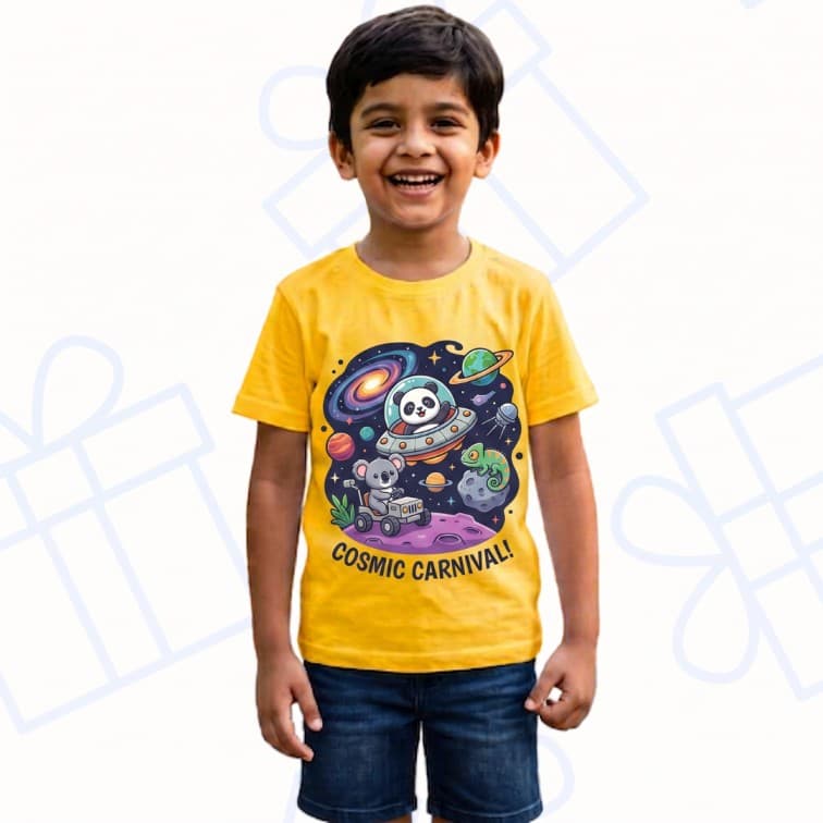 Kids Premium Yellow Personalized Custom Cotton T-Shirt ( Size: 20, 22, 24, 26, 28, 30, 32 ) image 3