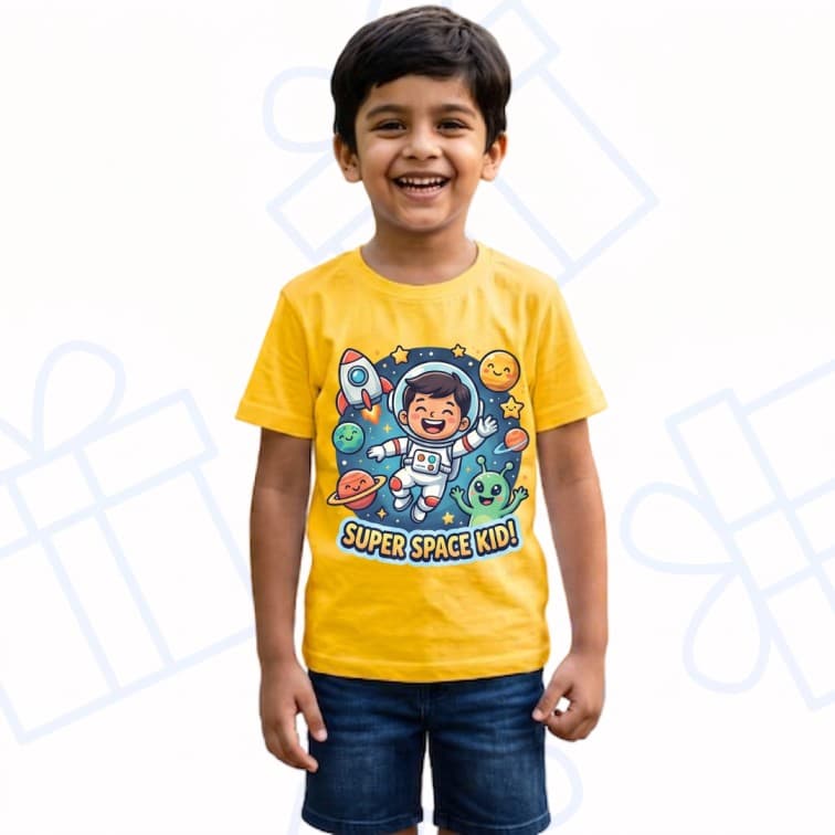 Kids Premium Yellow Personalized Custom Cotton T-Shirt ( Size: 20, 22, 24, 26, 28, 30, 32 )