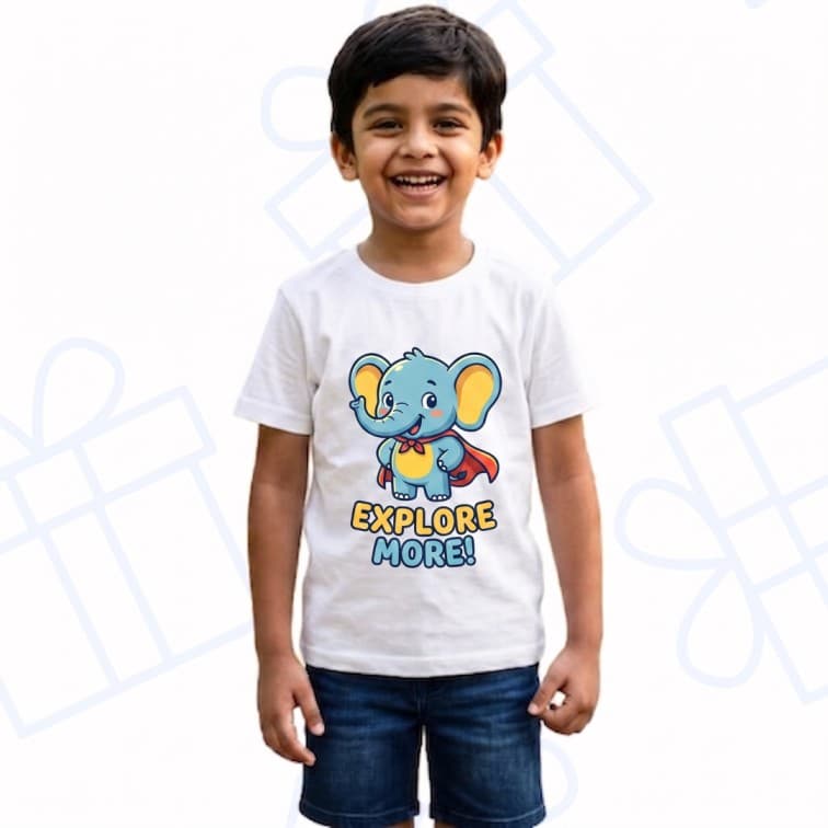 Kids Premium White Personalized Custom Cotton T-Shirt ( Size: 20, 22, 24, 26, 28, 30, 32 )