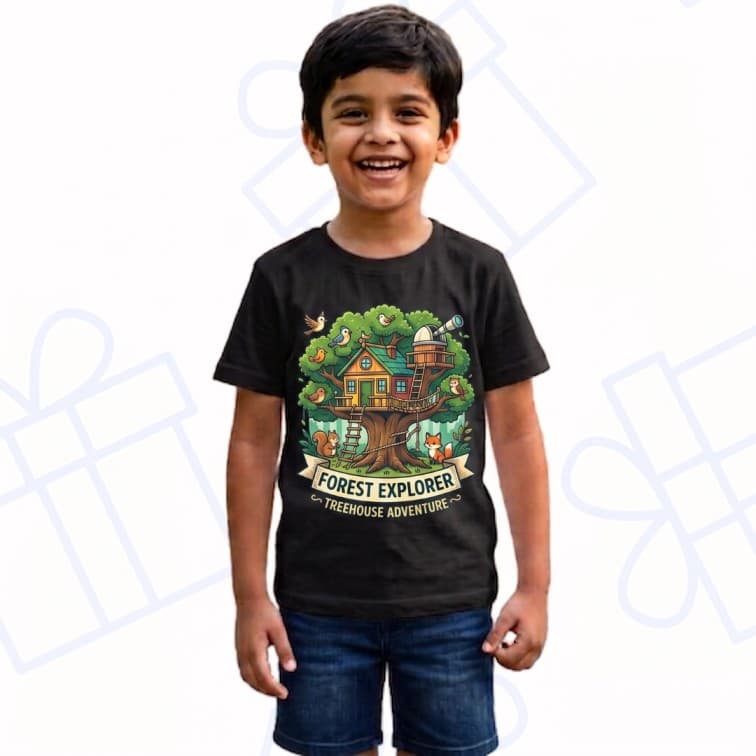Kids Premium Black Personalized Custom Cotton T-Shirt ( Size: 20, 22, 24, 26, 28, 30, 32 ) image 5