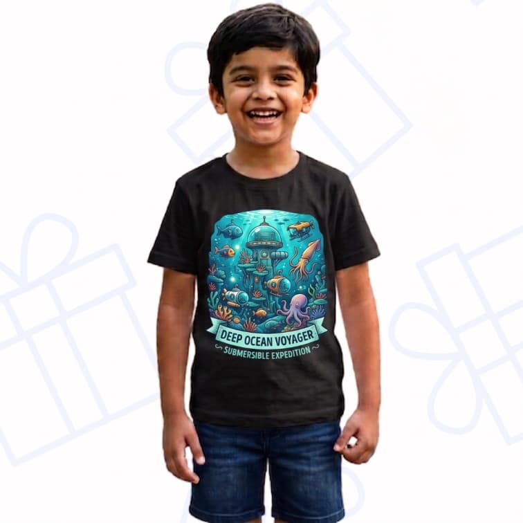 Kids Premium Black Personalized Custom Cotton T-Shirt ( Size: 20, 22, 24, 26, 28, 30, 32 )