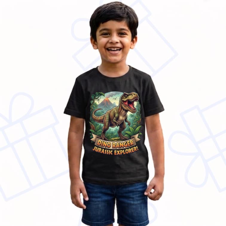 Kids Premium Black Personalized Custom Cotton T-Shirt ( Size: 20, 22, 24, 26, 28, 30, 32 ) image 4