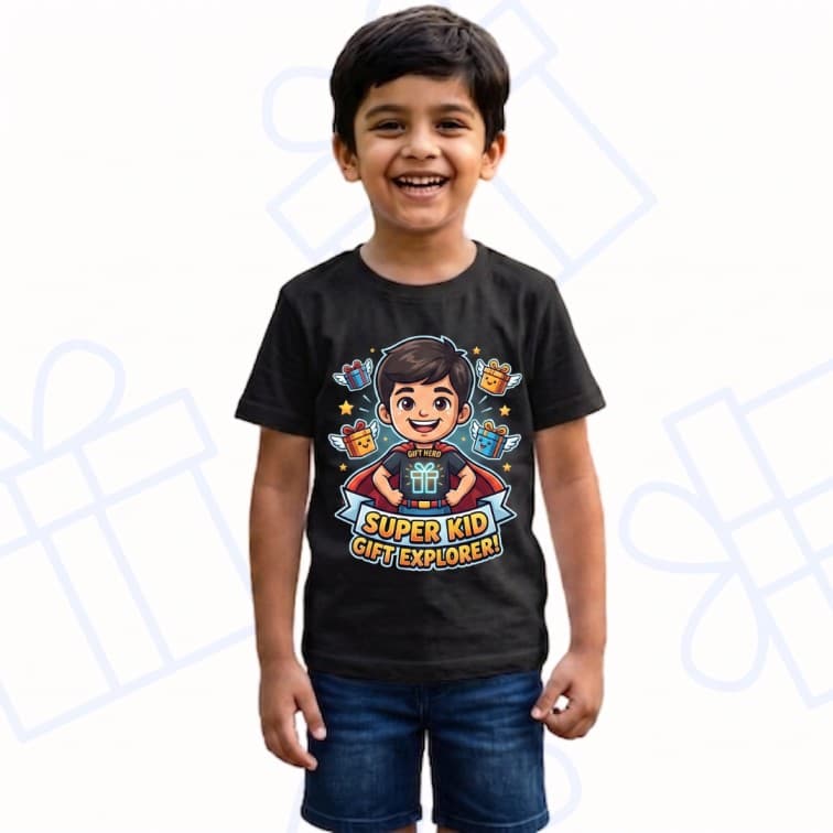 Kids Premium Black Personalized Custom Cotton T-Shirt ( Size: 20, 22, 24, 26, 28, 30, 32 ) image 3