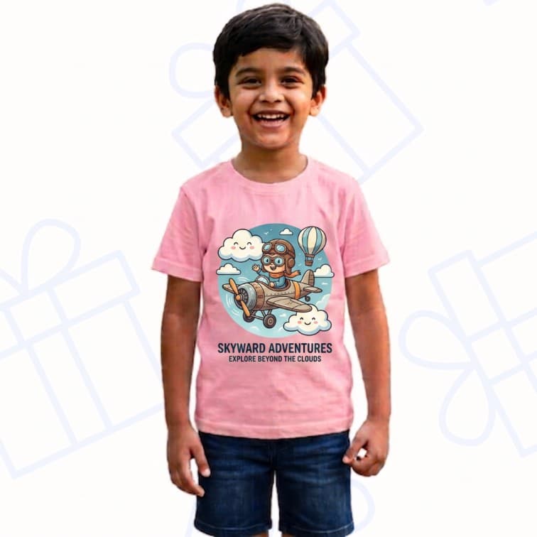 Kids Premium Baby Pink Personalized Custom Cotton T-Shirt ( Size: 20, 22, 24, 26, 28, 30, 32 )