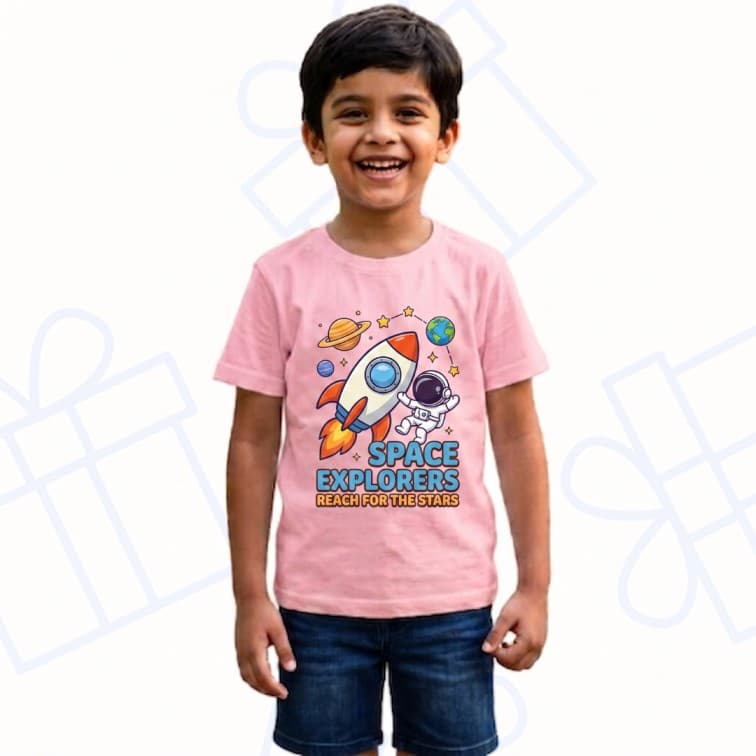 Kids Premium Baby Pink Personalized Custom Cotton T-Shirt ( Size: 20, 22, 24, 26, 28, 30, 32 ) image 5