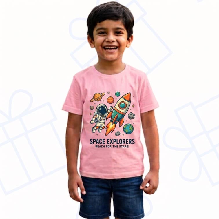 Kids Premium Baby Pink Personalized Custom Cotton T-Shirt ( Size: 20, 22, 24, 26, 28, 30, 32 ) image 2
