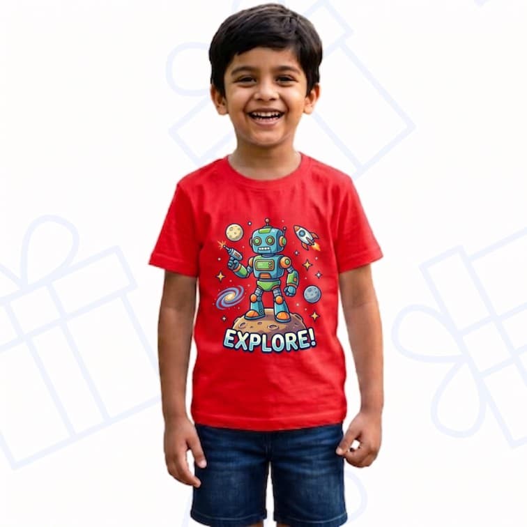 Kids Premium Red Personalized Custom Cotton T-Shirt ( Size: 20, 22, 24, 26, 28, 30, 32 ) image 4