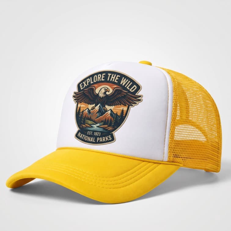 Custom Sublimation Trucker Cap Yellow image 3