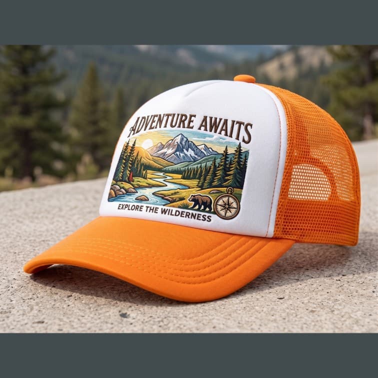 Custom Sublimation Trucker Cap Orange image 3